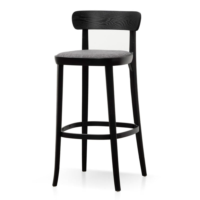 65cm Bar Stool - Natural with Grey Seat (Set Of 2)