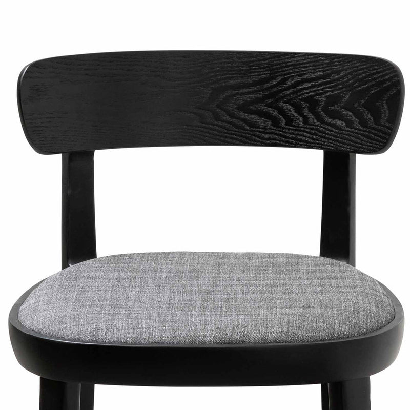 65cm Fabric Bar Stool - Black with Pepper Grey Seat (Set Of 2)