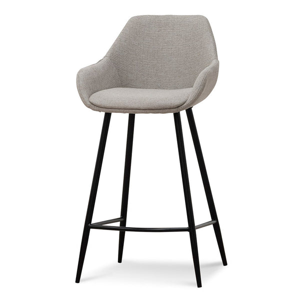 Barstool - Black PU & Grey Velvet - (Set of 2)