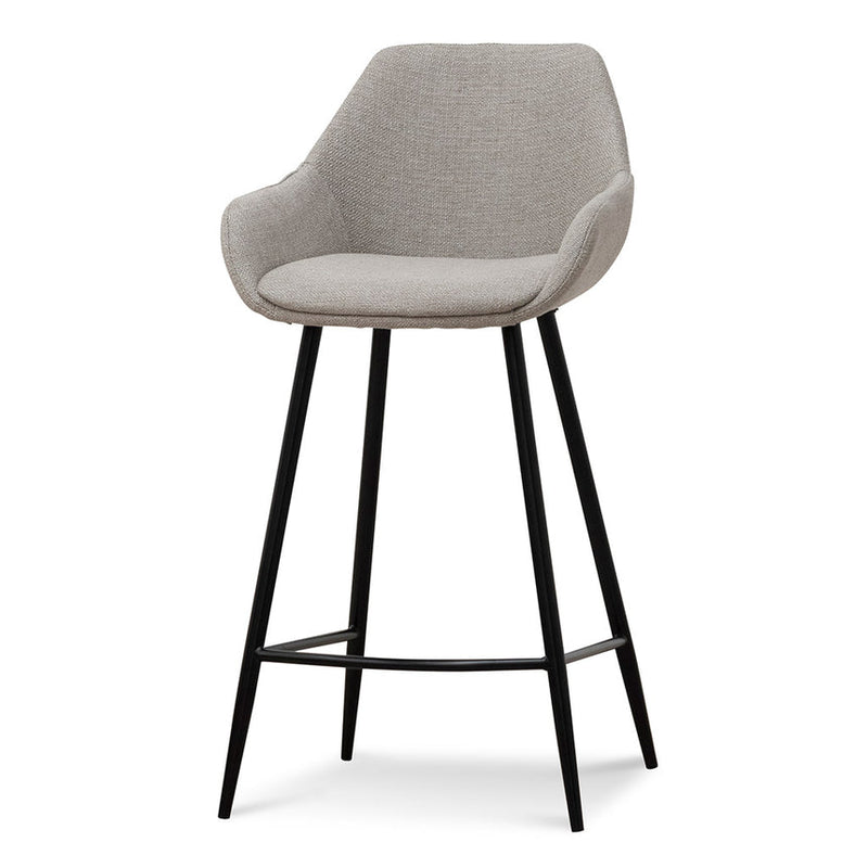 Barstool - Black PU & Grey Velvet - (Set of 2)