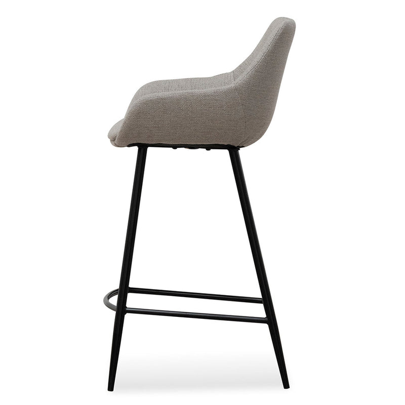 Barstool - Black PU & Grey Velvet - (Set of 2)