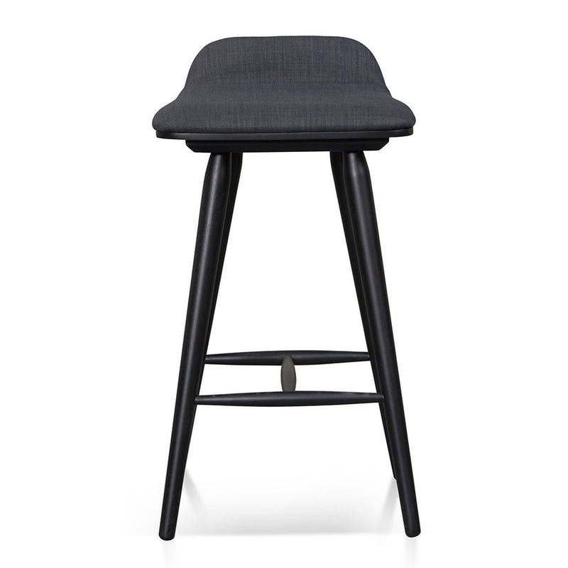 65cm Wooden Bar Stool - Charcoal Black