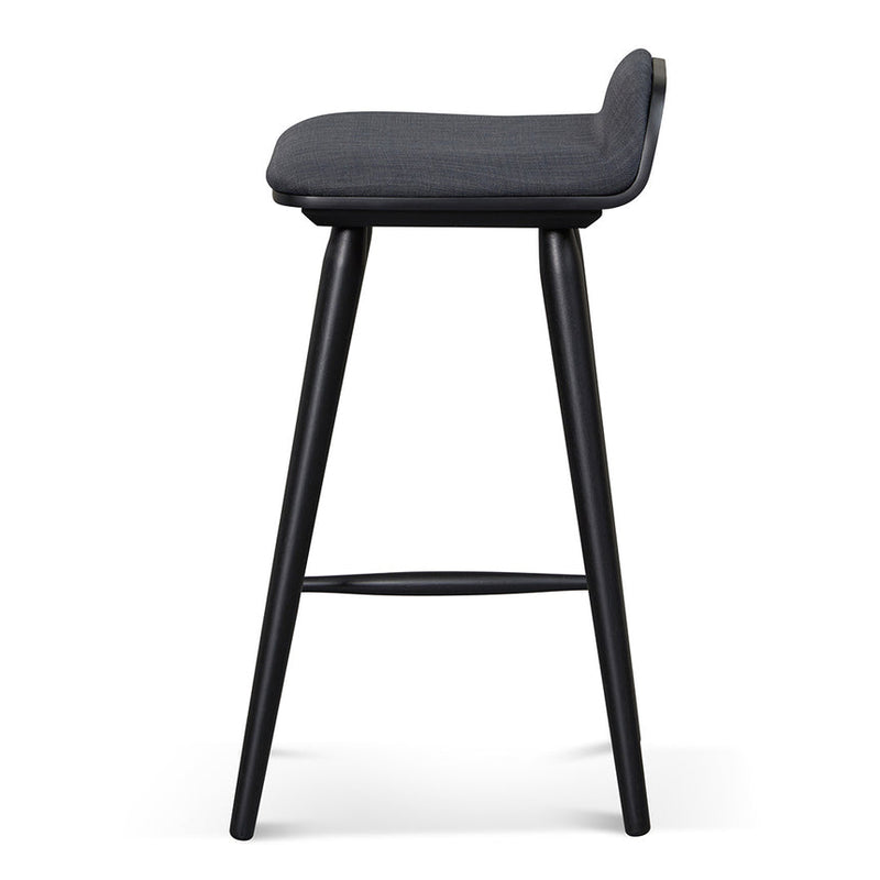 65cm Wooden Bar Stool - Charcoal Black