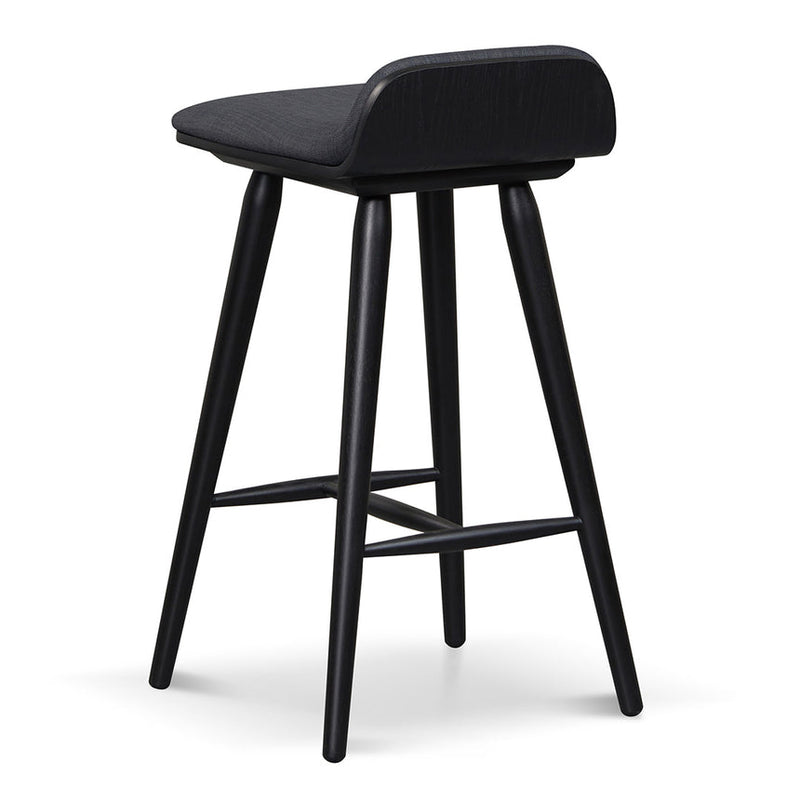 65cm Wooden Bar Stool - Charcoal Black