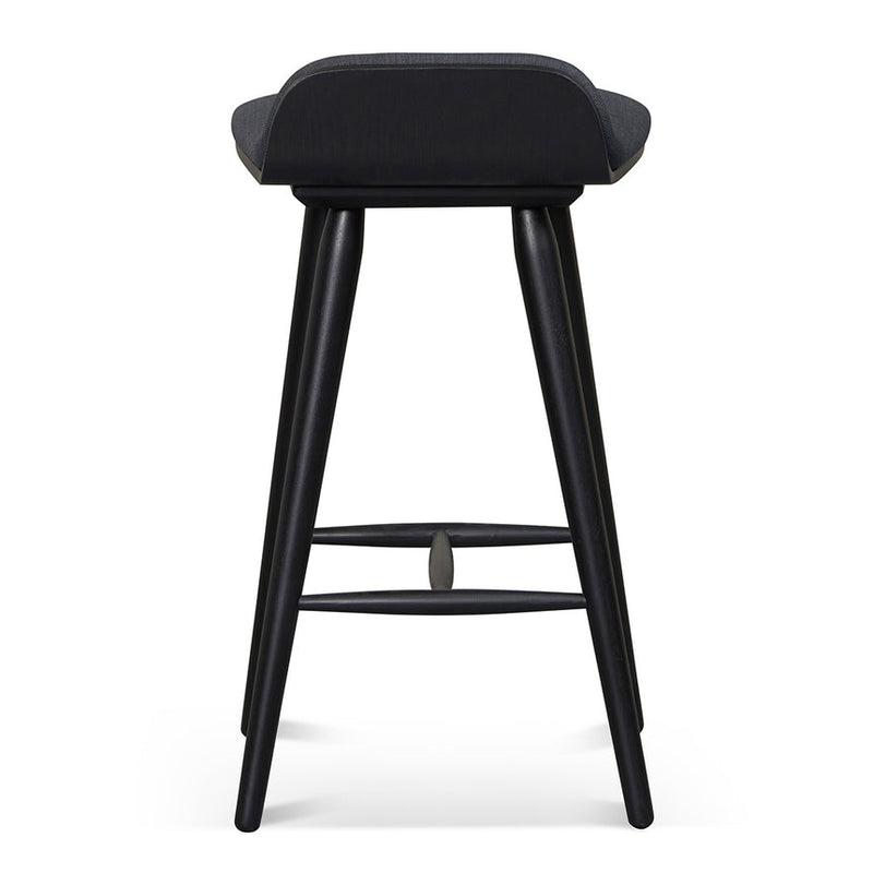 65cm Wooden Bar Stool - Charcoal Black