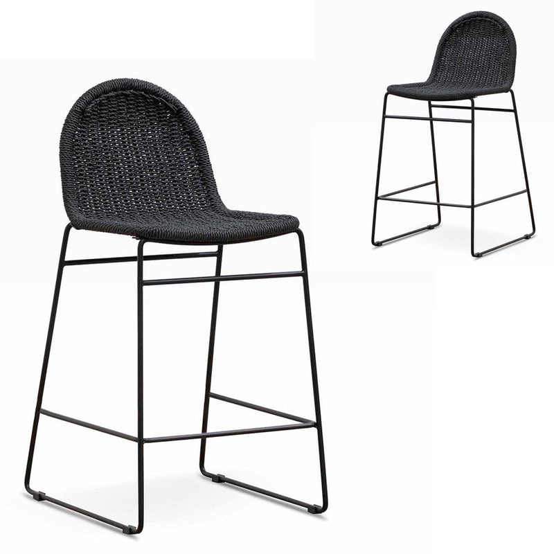 65cm Barstool - Full Black (Set of 2)