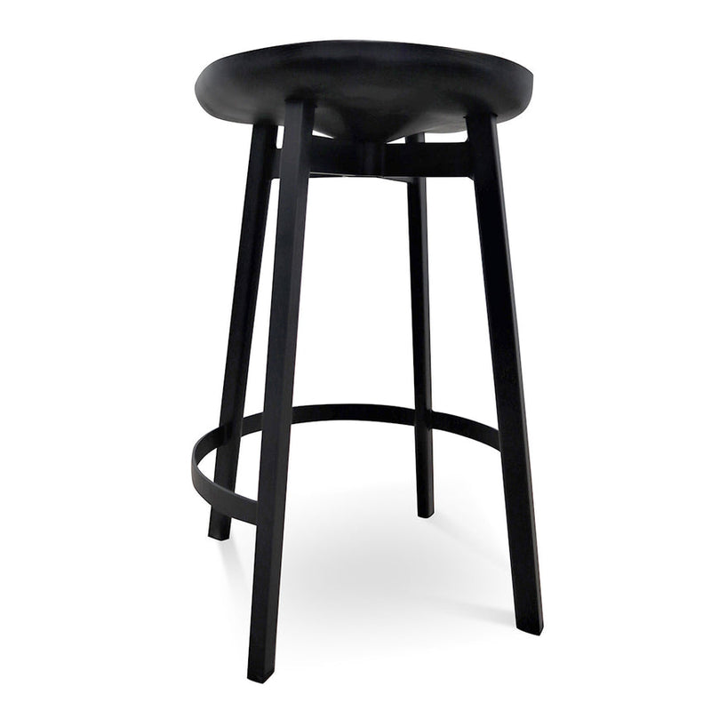 Bar Stool In Matt Black - Natural