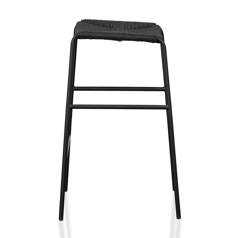 65cm Rattan Barstool - Full Black (Set of 2)