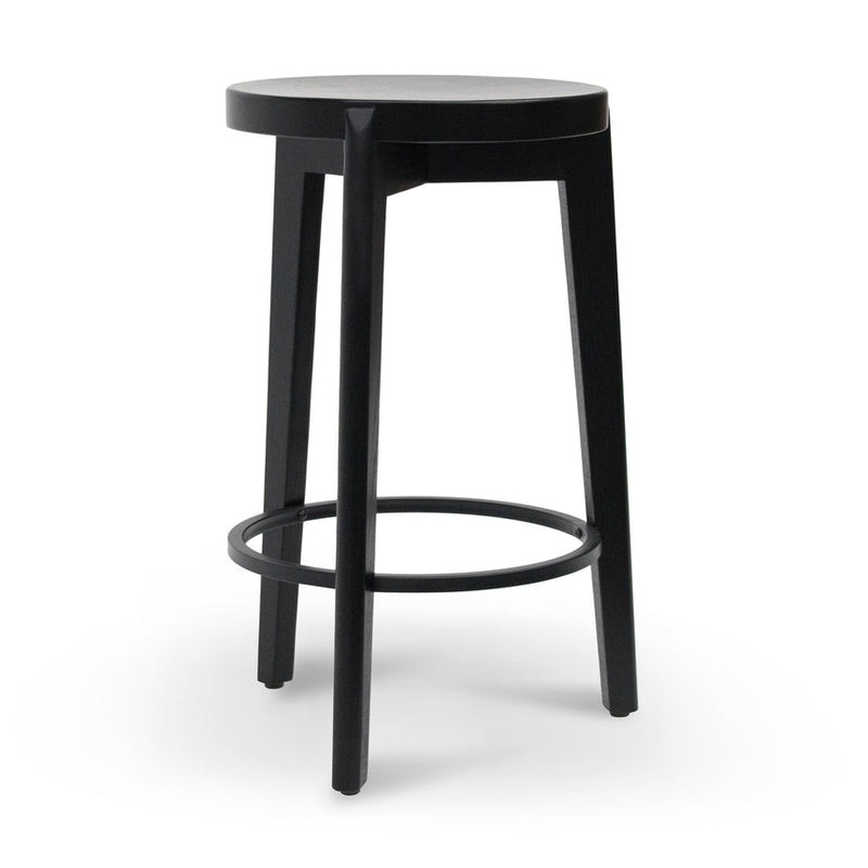 65cm Solid wood Bar Stool - Full Black