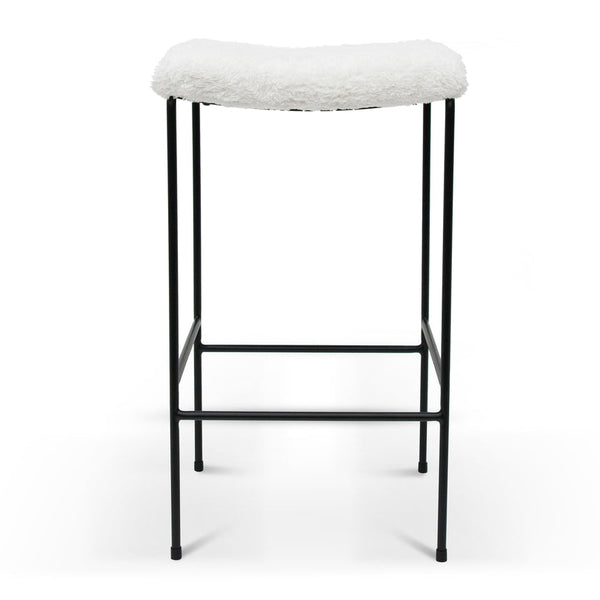 65cm Bar Stool - White Synthetic Wool