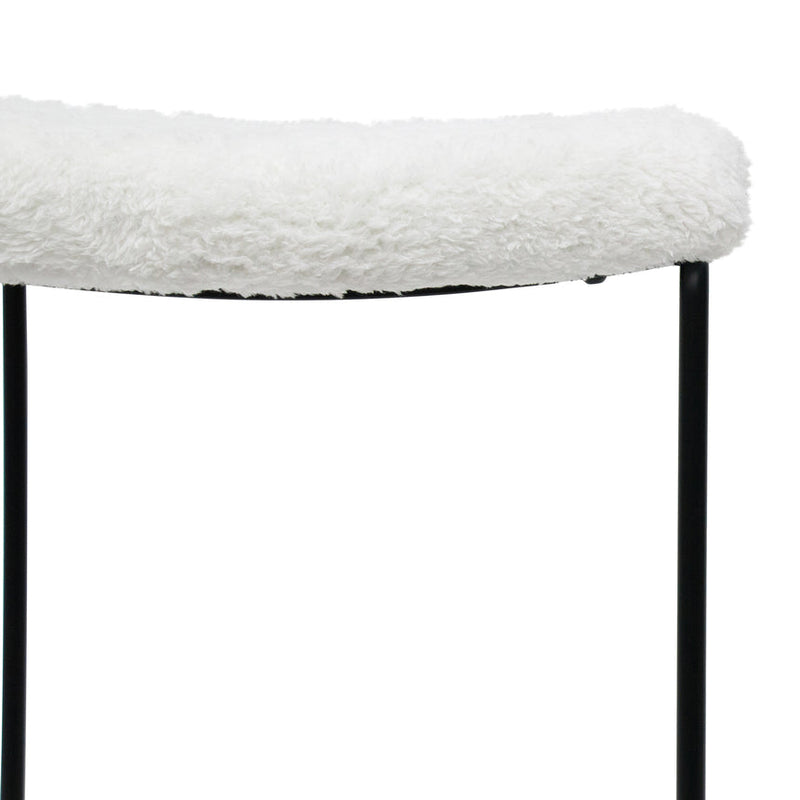 65cm Bar Stool - White Synthetic Wool