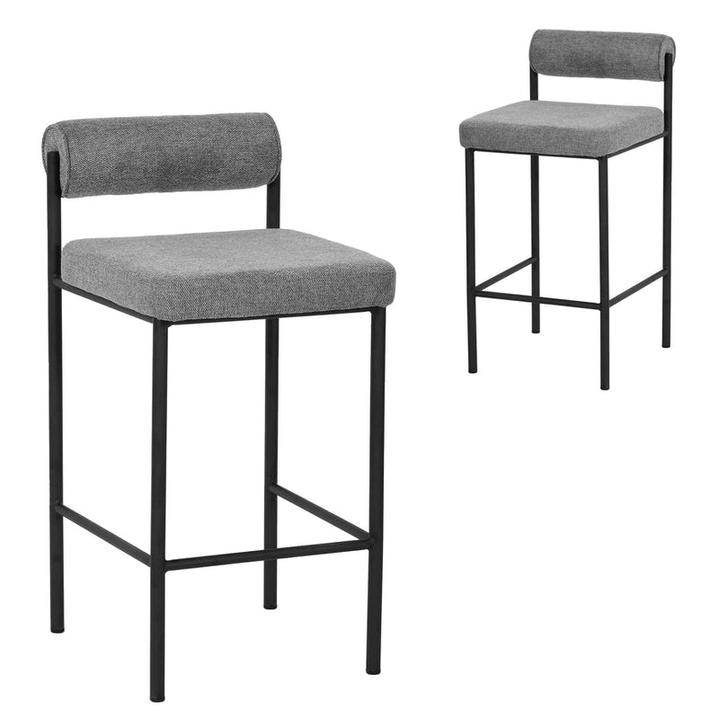 65cm Bar Stool - Black Boucle (Set of 2)