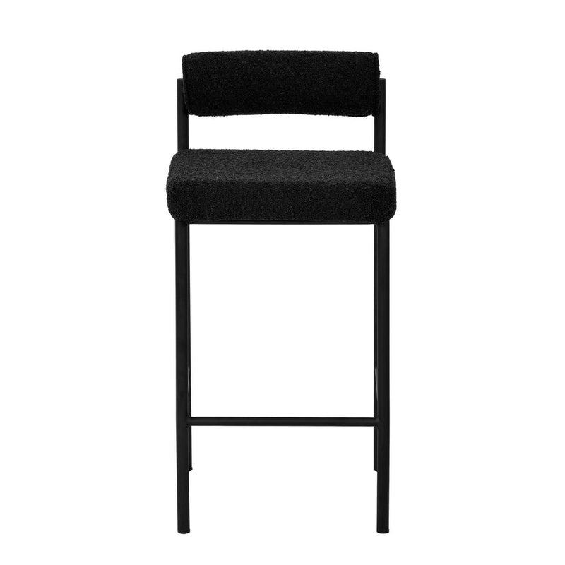 65cm Bar Stool - Black Boucle (Set of 2)