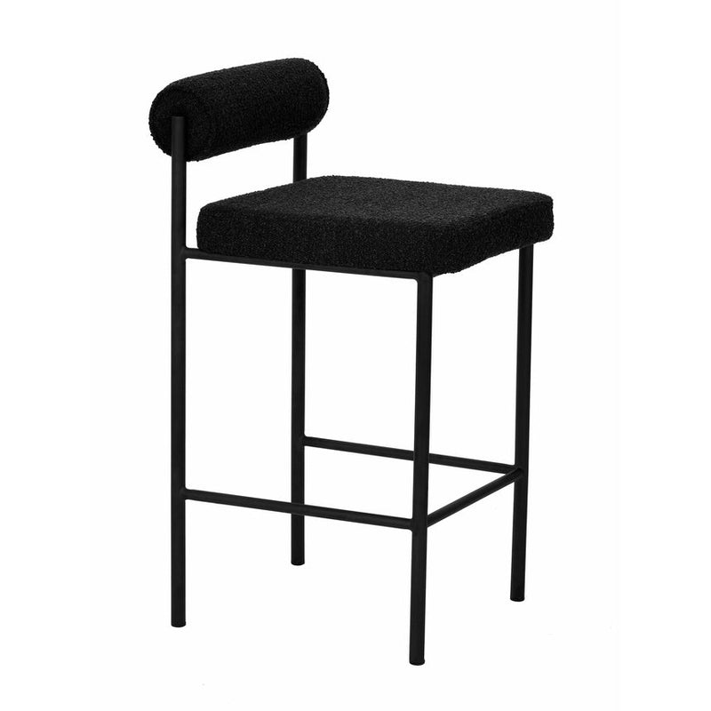 65cm Bar Stool - Black Boucle (Set of 2)