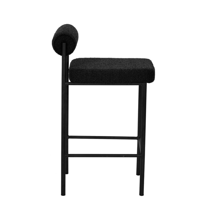 65cm Bar Stool - Black Boucle (Set of 2)