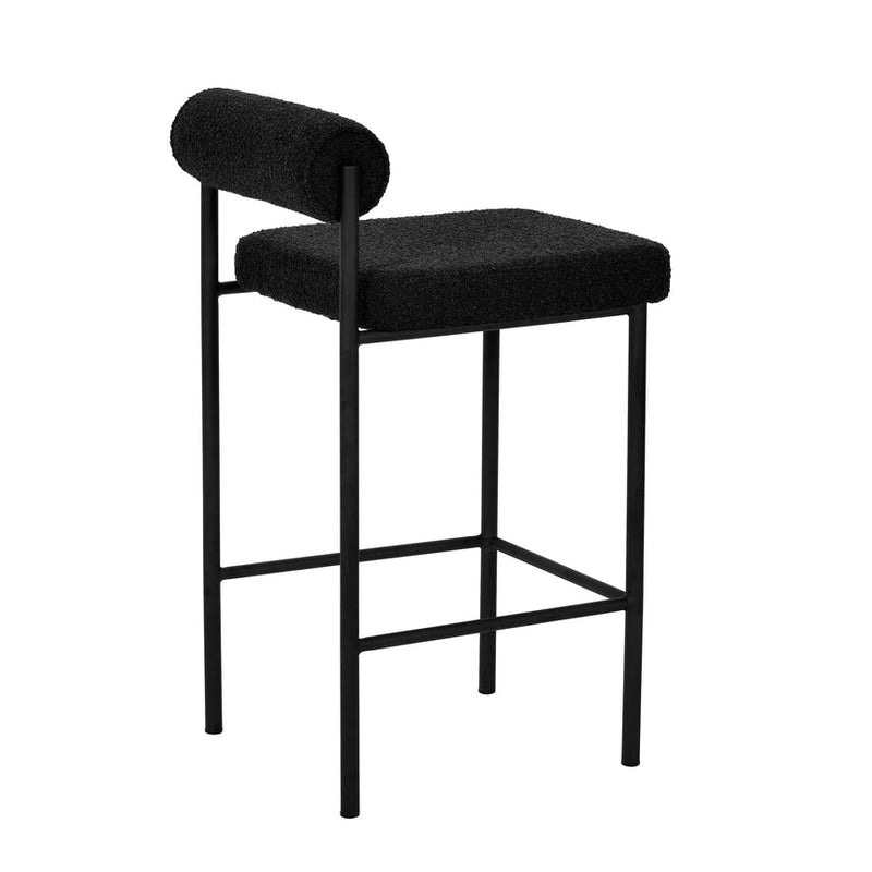 65cm Bar Stool - Black Boucle (Set of 2)