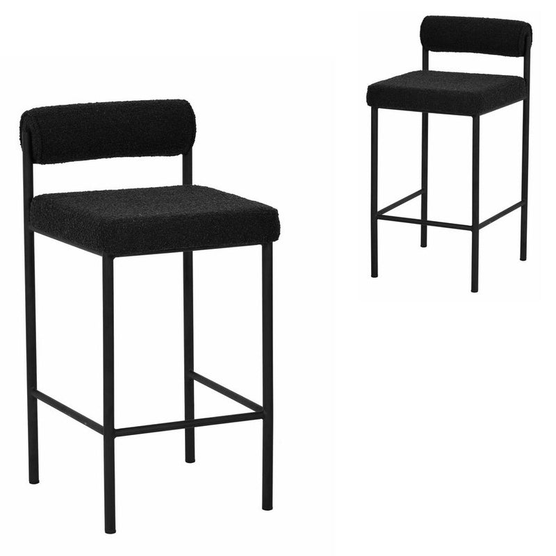 65cm Fabric Bar Stool - Brown (Set of 2)