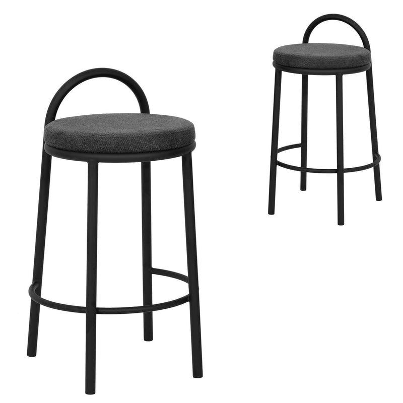 63cm Fabric Bar Stool - Charcoal Grey (Set of 2)