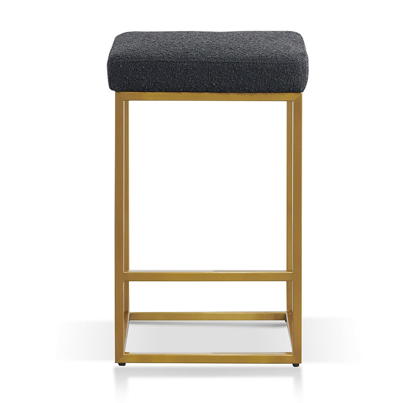 Pepper Boucle Bar Stool - Brushed Gold Base