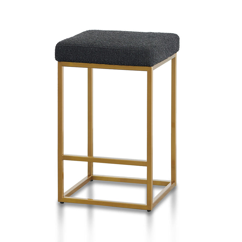 Pepper Boucle Bar Stool - Brushed Gold Base