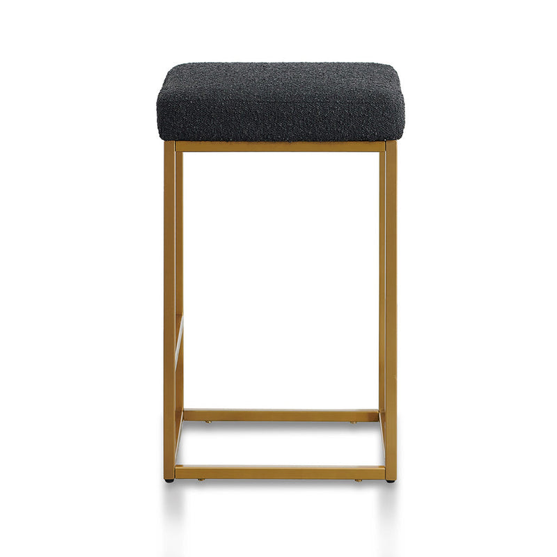 Pepper Boucle Bar Stool - Brushed Gold Base