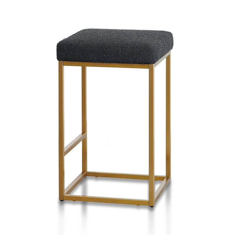 Pepper Boucle Bar Stool - Brushed Gold Base