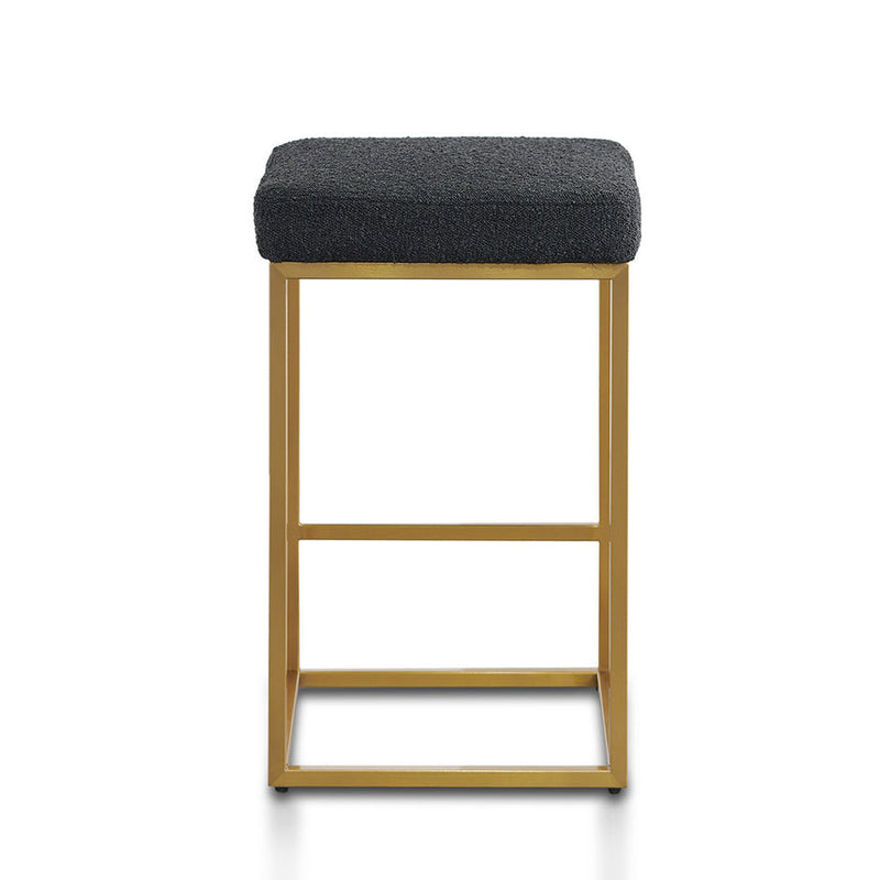 Pepper Boucle Bar Stool - Brushed Gold Base