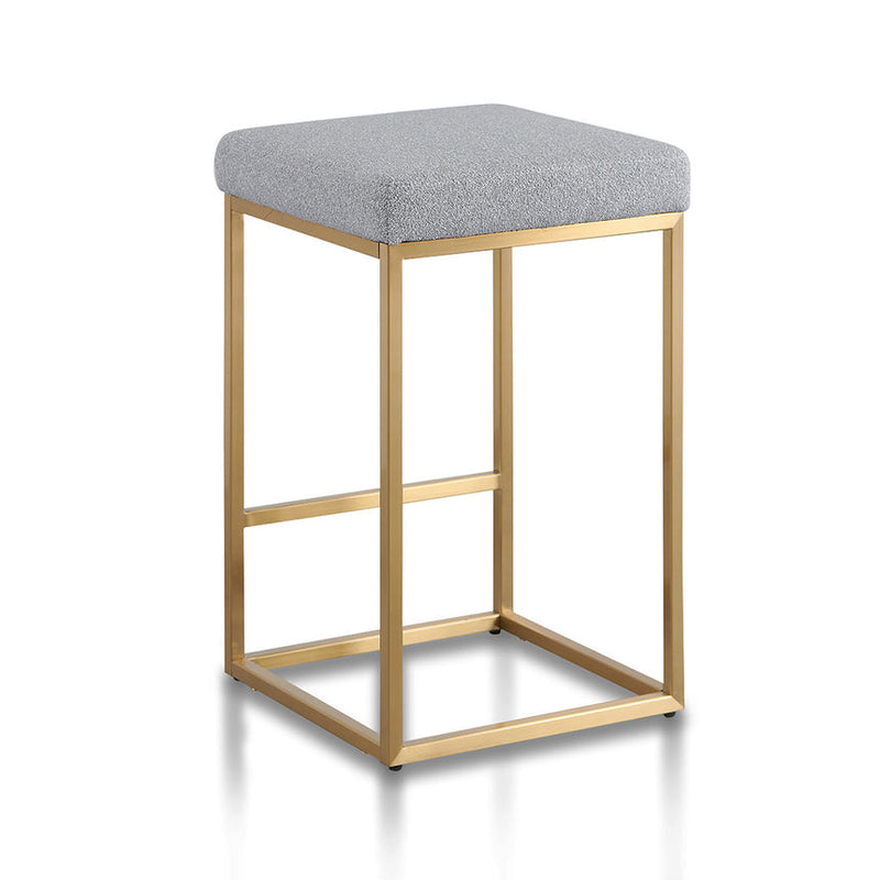 Pepper Boucle Bar Stool - Brushed Gold Base