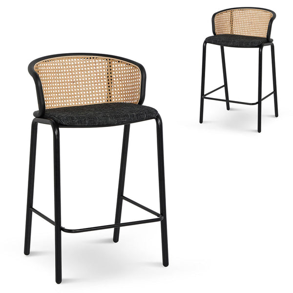 Fabric Bar Stool - Black Legs (Set of 2)