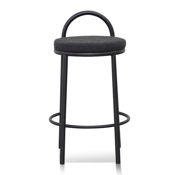 63cm Bar Stool - Black Boucle (Set of 2)