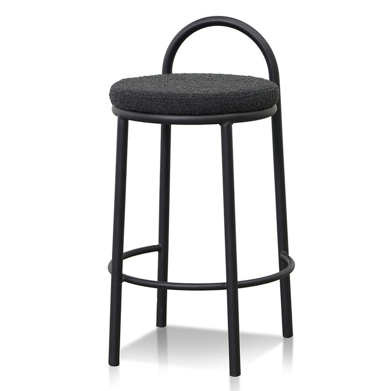 63cm Bar Stool - Black Boucle (Set of 2)