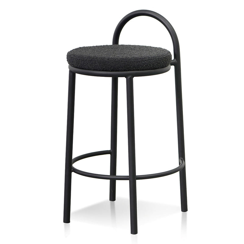 63cm Bar Stool - Black Boucle (Set of 2)