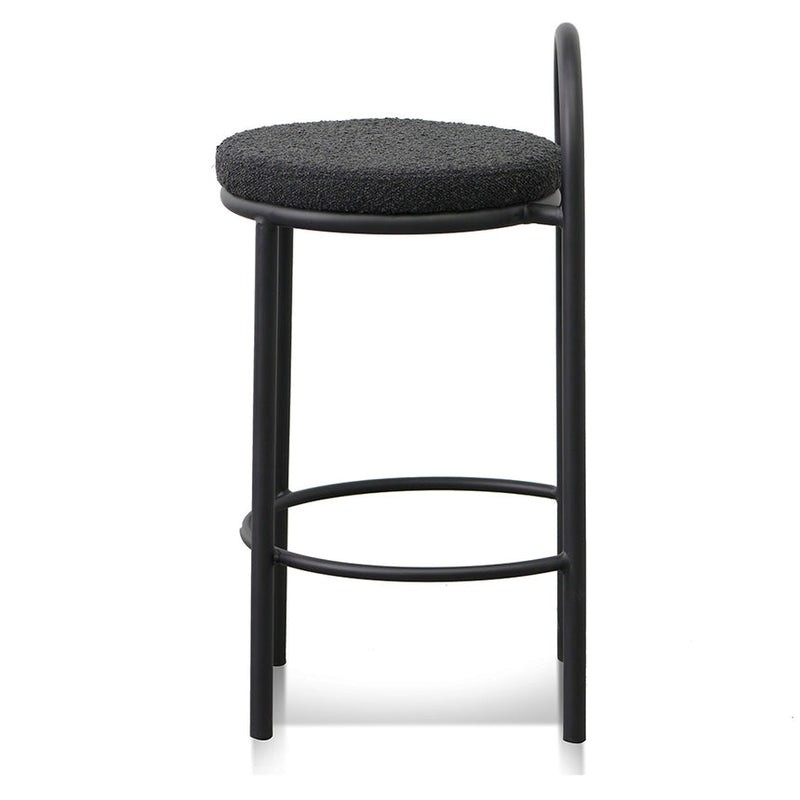 63cm Bar Stool - Black Boucle (Set of 2)