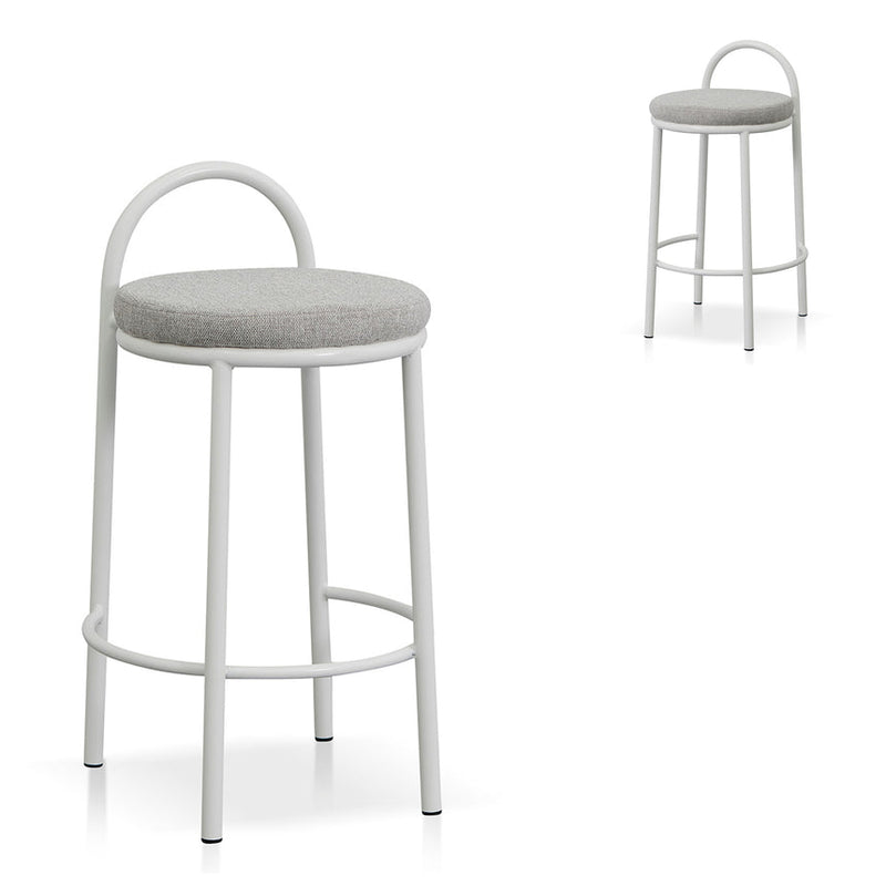 63cm White Frame Bar Stool - Clay Grey (Set of 2)