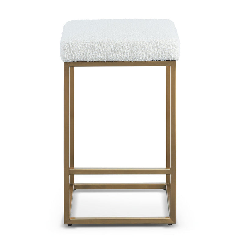 Pepper Boucle Bar Stool - Brushed Gold Base