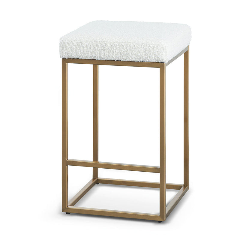 Pepper Boucle Bar Stool - Brushed Gold Base