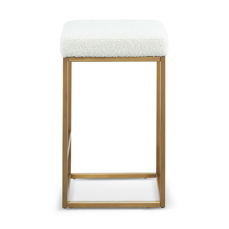 Pepper Boucle Bar Stool - Brushed Gold Base