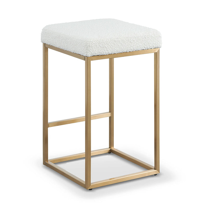 Pepper Boucle Bar Stool - Brushed Gold Base