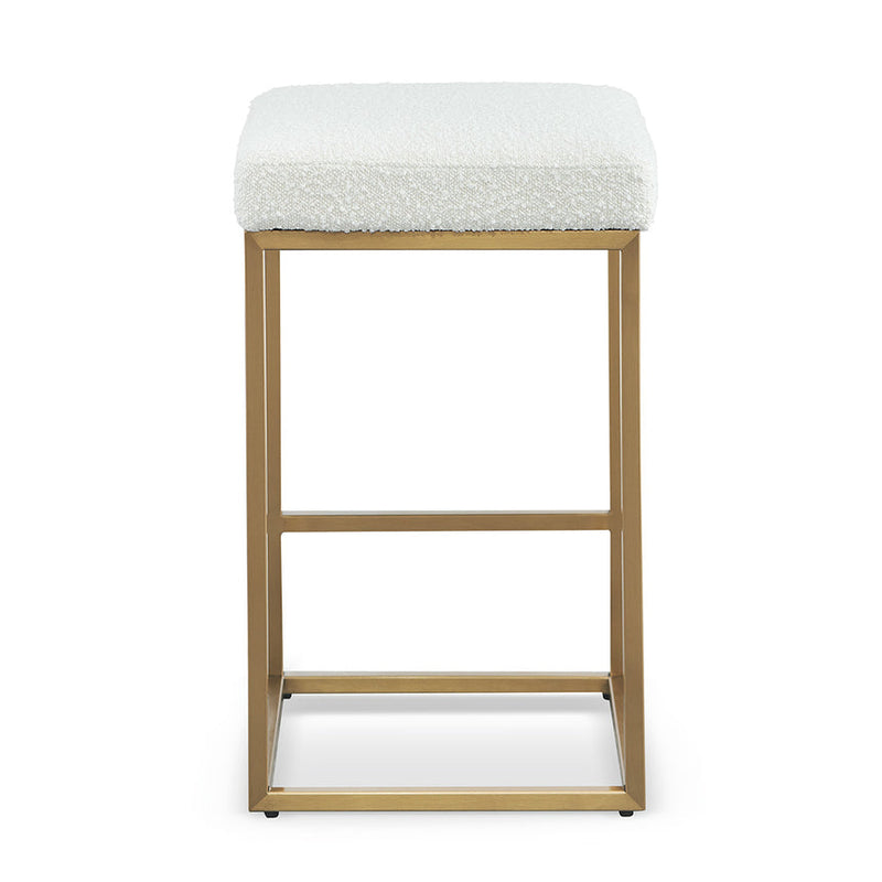 Pepper Boucle Bar Stool - Brushed Gold Base