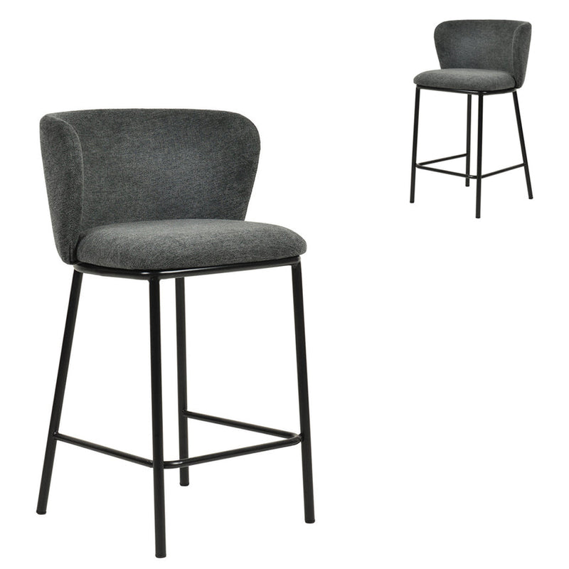 x2 65cm Bar Stool - Charcoal Grey (Set of 2)