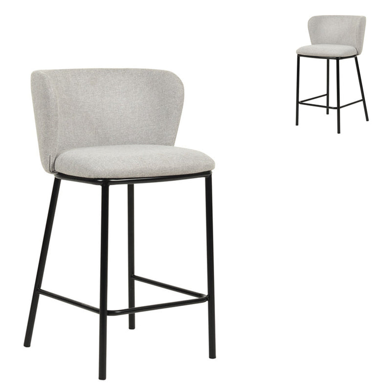 x2 65cm Bar Stool - Coastal Light Grey (Set of 2)