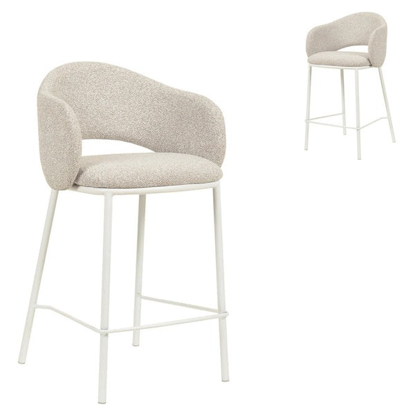 x2 65cm White Bar Stool - Clay Grey (Set of 2)