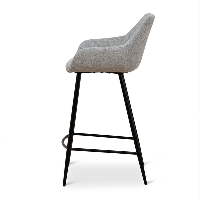 Barstool - Black PU & Grey Velvet - (Set of 2)