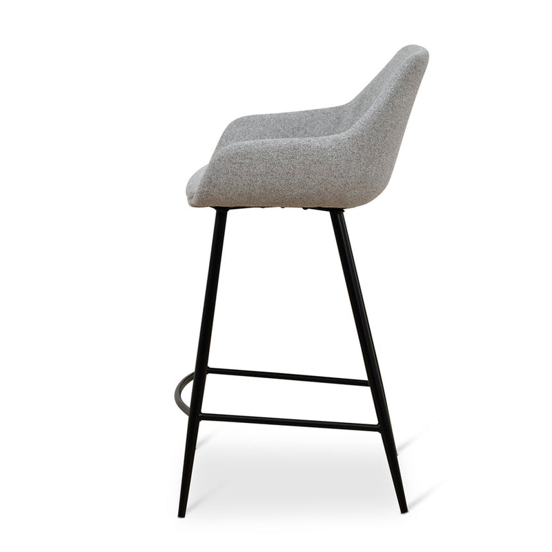 Barstool - Black PU & Grey Velvet - (Set of 2)