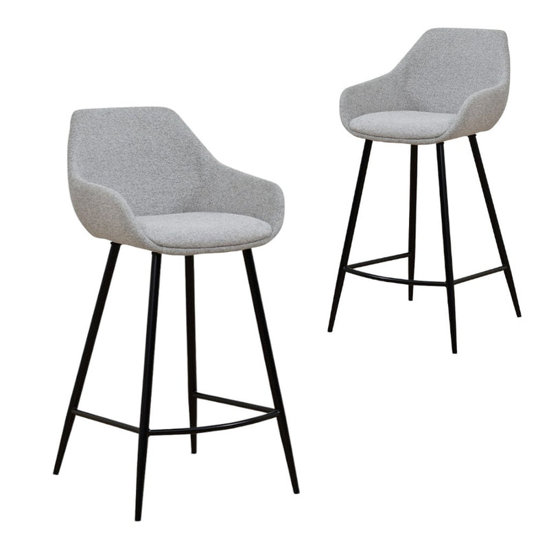 Barstool - Black PU & Grey Velvet - (Set of 2)