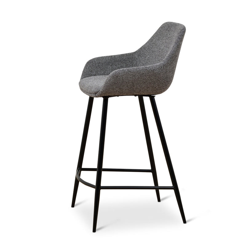 Barstool - Black PU & Grey Velvet - (Set of 2)