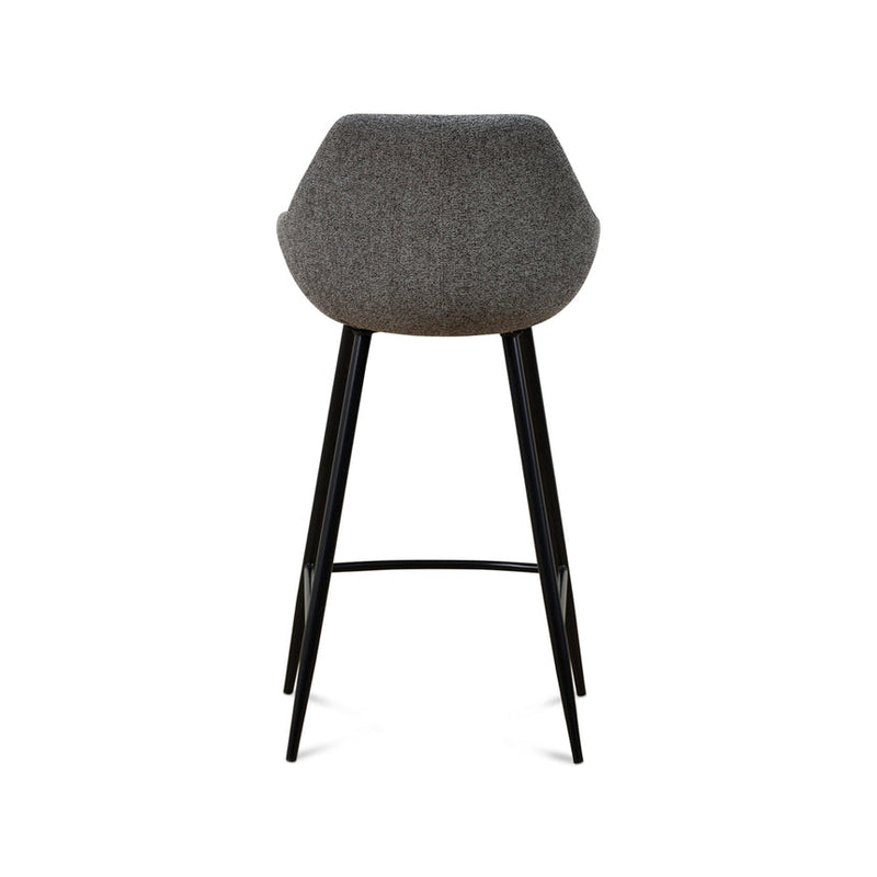 Barstool - Black PU & Grey Velvet - (Set of 2)