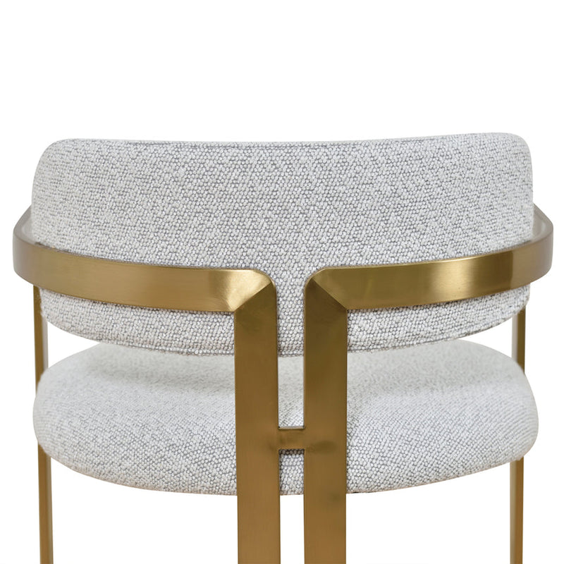 65cm Brushed Gold Bar Stool - Grey Boucle