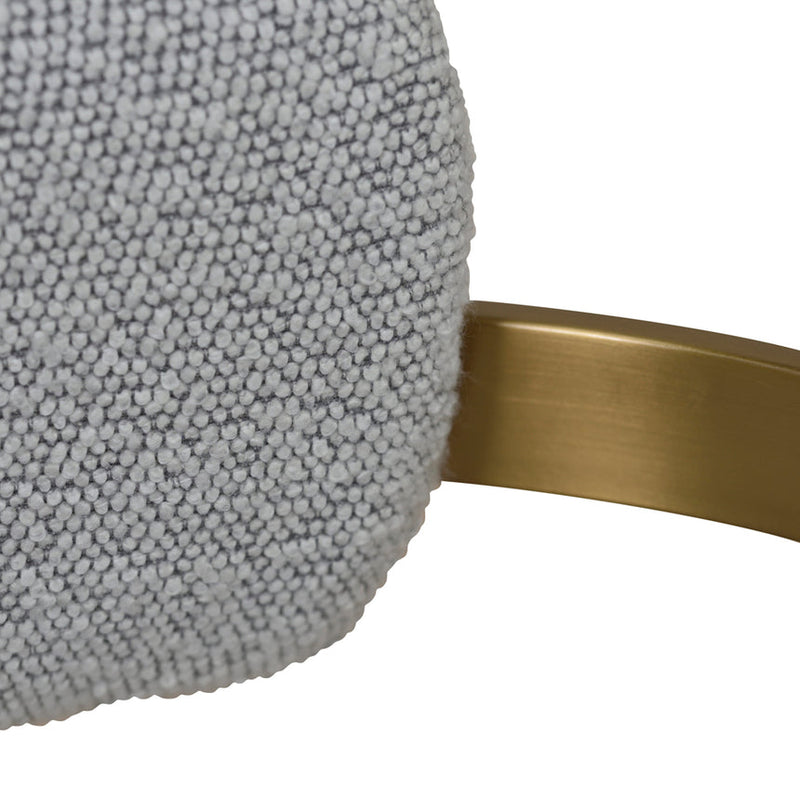 65cm Brushed Gold Bar Stool - Grey Boucle