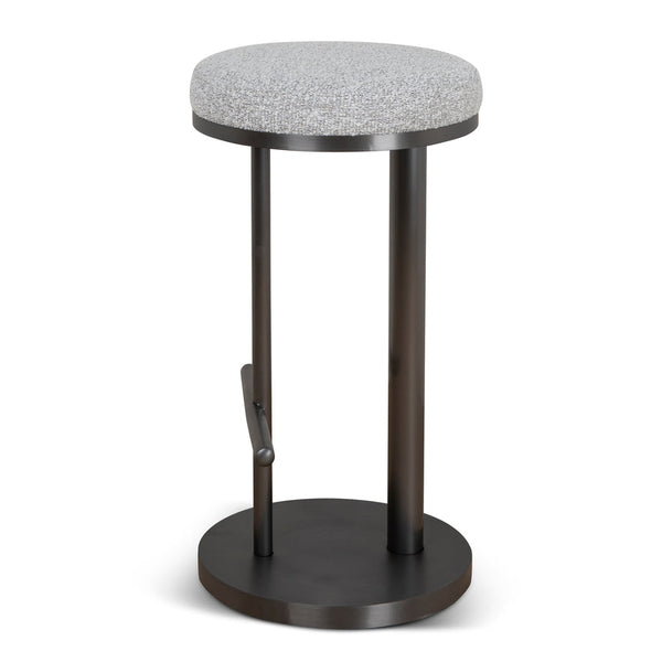 68cm Brush Black Bar Stool - Silver Grey Boucle